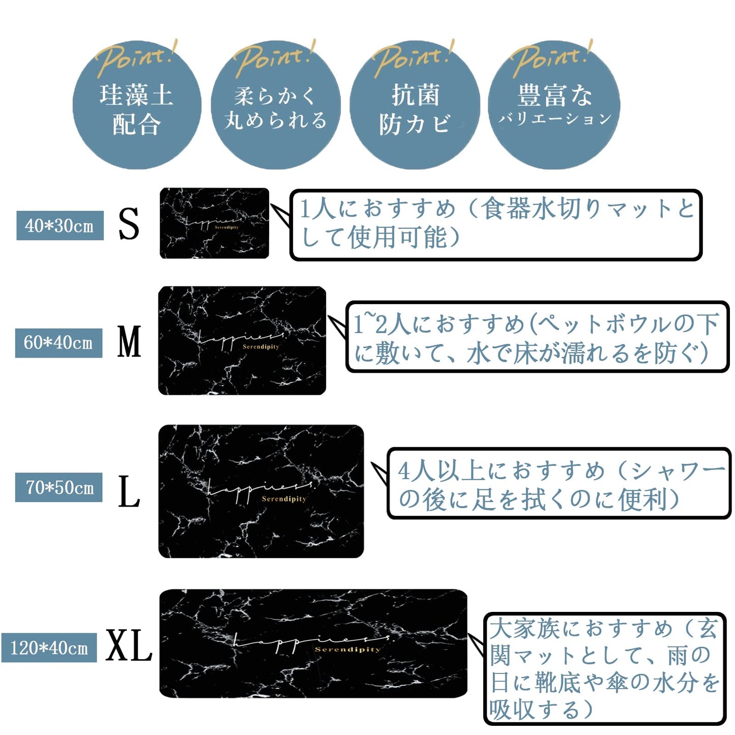 SVOHZAV 珪藻土 バスマット ソフト 速乾 超吸水 マット 足拭きマット サラサラ 柔らかい肌触り エコマット 滑り止め トイレマット 割れにくい 風呂上がりマット 多色・多サイズ 無石綿 日本国内検査報告書